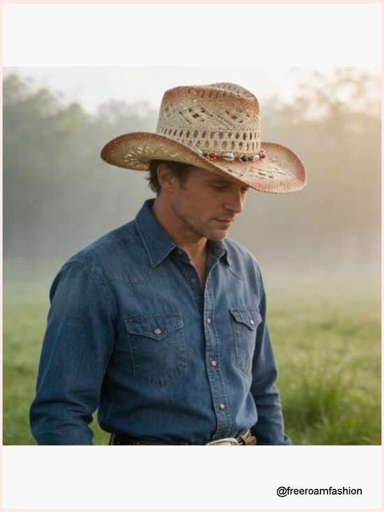Straw Cowboy Hat with Flexible Wire Brim - Papyrus Woven